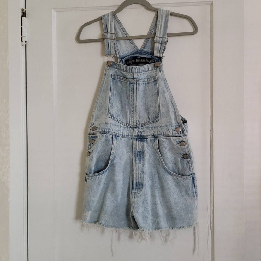 Vintage fringe Canyon River Blues cutoff overalls